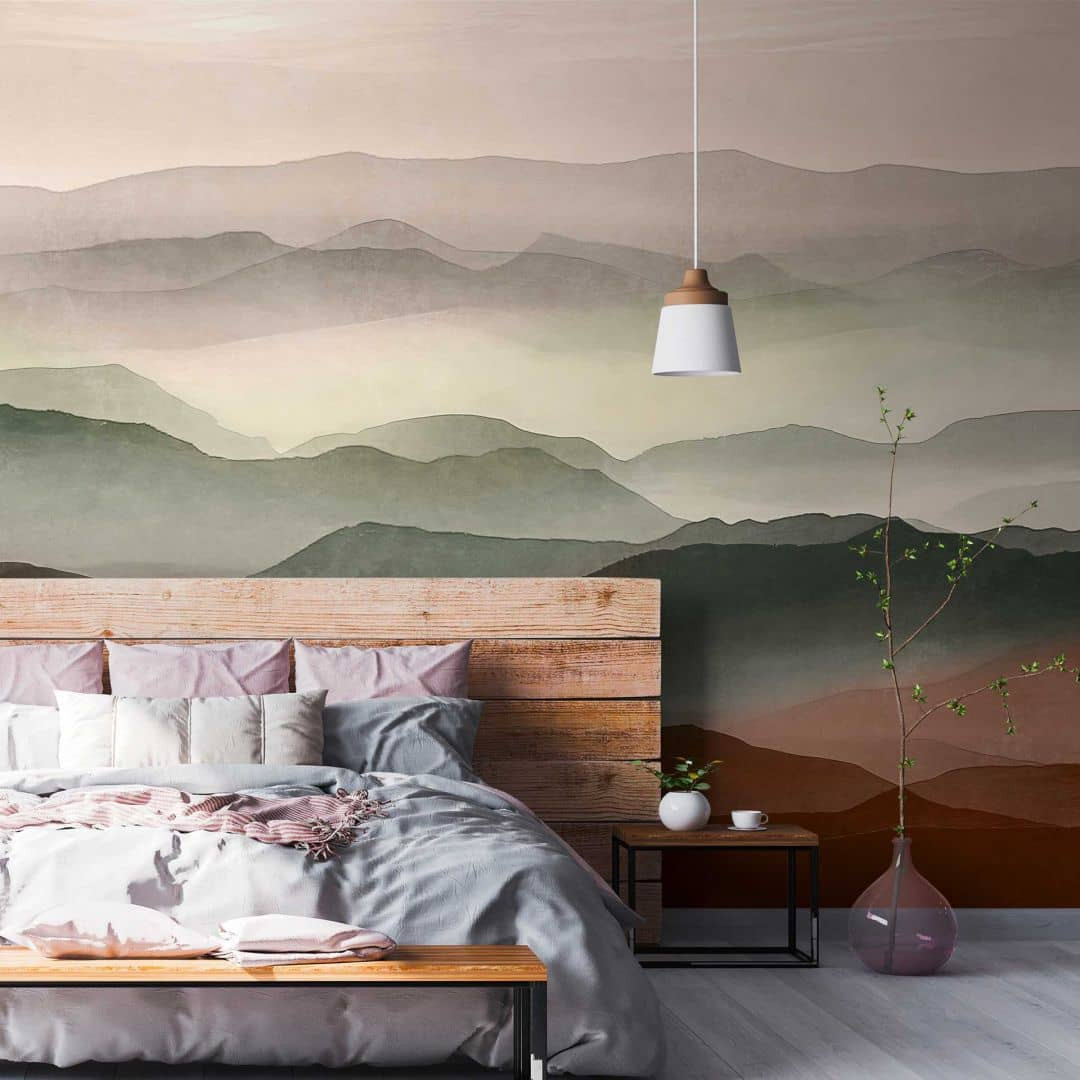 3D-Fototapete Landschaft Braun Grün - Vliestapete Mit Bergmotiv Für  Schlafzimmer inside 3 D 3D Tapete Schlafzimmer