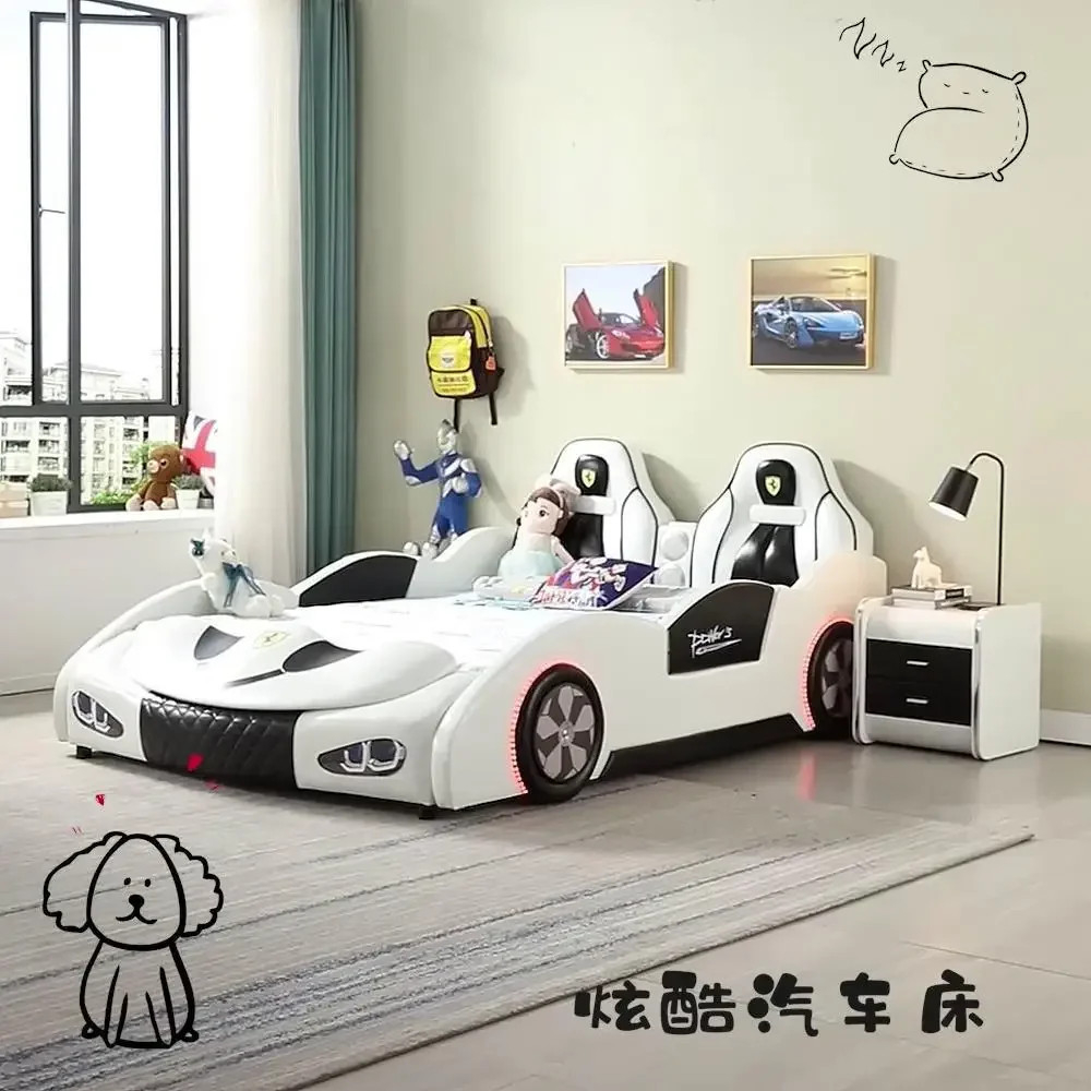 Multifunktion Ales Auto Förmiges Kinder Bett Für Jungen Kinder Holzrahmen  Schlafzimmer Vielseitiges Cartoon Stilvolles Bett Mit 2 Nachttischen - inside Auto Schlafzimmer